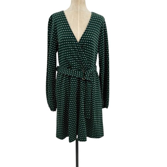 Anthropologie Maeve Malta Dress Wrap Long Sleeve Dot Print Green Size XL - Picture 2 of 13